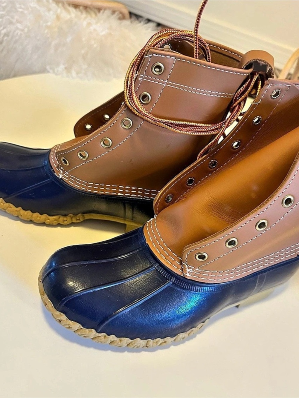 New L.L.Bean Boots Duck Boots Brown & Blue US 8W